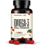 BRAINEFFECT Premium Omega 3 Kapseln aus reinem Krillöl | 100% Krillöl (Ungestreckt) | Höchster Omega 3/EPA/DHA Pro Kapsel | Ohne Fischgeruch/-Geschmack | Nachhaltige Fischerei | 60 KapseIn.