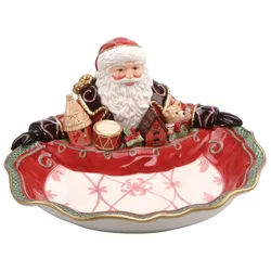 Gebäckschale GOEBEL "Fitz & Floyd XMAS", bunt, B:32cm H:16cm L:31cm, Steingut, Schüsseln, Steingut, Santa Präsentiert