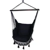 HOBEA-Germany Hängesessel schwarz mit Makramee inkl. Aufhängung
