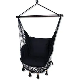 HOBEA-Germany Hängesessel schwarz mit Makramee inkl. Aufhängung
