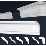 Marbet Design - Stuckleisten xps Styropor weiß 2 Meter Deckenleisten Wandleisten E-Leisten Modelle: E-33 / 56x86mm, Muster ca. 20cm