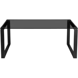 PLACES OF STYLE Couchtisch PLACES OF STYLE "Simsbury", schwarz (rauchfarbenes glas, schwarz, schwarz, rauchfarbenes glas), B:110cm H:45cm T:70cm, Tische, Eckige Couchtische Glas-Couchtisch, Tischplatte aus gehärtetem Glas 0,8 cm, Gestell aus Metall, Höhe 45 cm