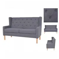 vidaXL Sofa 2-Sitzer Stoff Grau