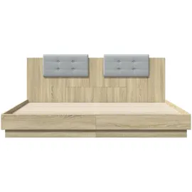 vidaXL Bettgestell mit Kopfteil & LED-Leuchten Sonoma-Eiche 160x200 cm