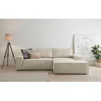 Ecksofa HOME AFFAIRE "SHERWOOD Schlafsofa 267 cm, L-Form" Sofas Gr. B/H/T: 267cm x 85cm x 167cm, Cord, Recamiere rechts, beige (hellbeige) Schlaffunktion mit Bettkasten (210x136 cm), Cord, Vintage, Samtvelours Bestseller