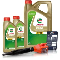 2x 1 L + 5 L = 7 Liter Castrol Edge Fluid Titanium 5W-30 LL Motoröl inkl. Castrol Ölwechselanhänger und Einfülltrichter