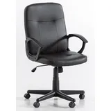höhenverstellbarer Bürostuhl mit Armlehne, ca. 57 x 64 x 92 - 102 cm - Schwarz in Lederoptik