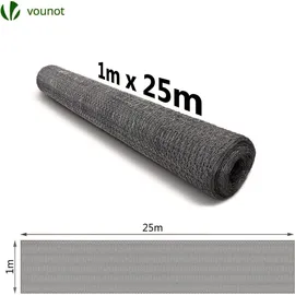 VOUNOT VOUNOT® Drahtzaun Sechskantgeflecht, Maschendrahtzaun, 1x25m, Maschenweite 13mm, PVC-Beschichtet Grau