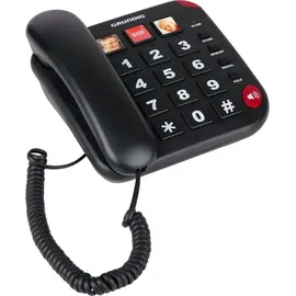 Grundig Senioren Festnetztelefon Senioren mit großen Tasten - Seniorentelefon Festnetz mit Foto-Schnelltasten - Telefon Festnetz - Lautsprecher und SOS-Taste - Schwarz