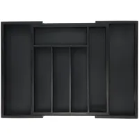 Relaxdays Besteckkasten ausziehbar 5 bis 7 Fächer Bambus schwarz