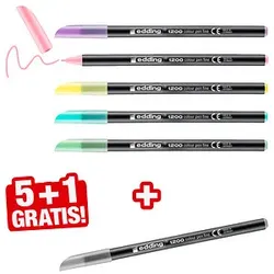 5 + 1 GRATIS: edding 1200 Filzstifte farbsortiert, 5 St. + GRATIS 1 St.