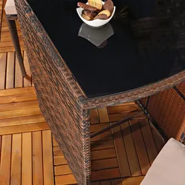 MuCoLa 3er Set Sitzhocker Tisch Aus Poly Rattan In Braun Sitzgarnitur