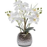 HOARLICN 39cm Künstliche Orchidee Kunstblumen, Phalaenopsis Kunstblumen Wie Echt Dekorative Orchidee Bonsai Kunstpflanze Kunstpflanze Gesteck Pflanzen Mit Topf Für Tisch Wohnzimmer Wohnkultur