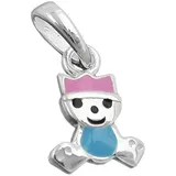 GALLAY Kleiner König pink-hellbau lackiert Silber 925