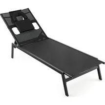 Costway Sonnenliege 63 x 98 x 163 cm Schwarz