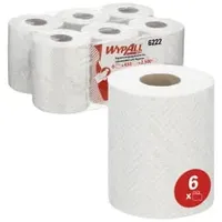 Wypall L10 Papierreinigungstücher für Lebensmittel und Hygiene 6222 – 1-lagige Reinigungstücher für Trockenreinigung – 6 Rollen mit Zentralentnahme x 430 Papierreinigungstücher (insges. 2.580)