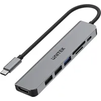 UNITEK HUB USB-C 7IN1, HDMI 4K, PD , ,ALU