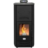 STUFE A PELLET ITALIA Asia 24 Kw WiFi | Hydro-Pelletöfen Effizienz 92% Heizung für 180m2 Autonomie 22 Std. Programmierbar WiFi-Steuerung 5 Geschwindigkeiten und Leistungsstufen 24M Garantie Schwarz