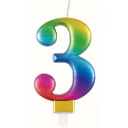 Regenbogen Kerze Zahl 3