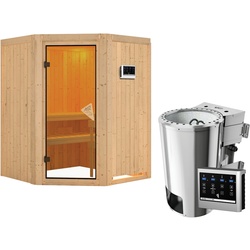 Karibu Sauna Nanja-3,6kW230VBioofen-Steuerg.-Ohne Dachkranz inkl. 8-teiligem gratis Zubehörpaket (Gesamtwert 191,92€)