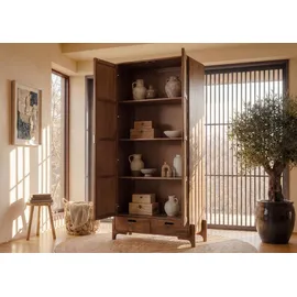 MASSIVMOEBEL24.DE Schrank Mango/seegras 100x40x200 hellbraun lackiert MIZUMI 110