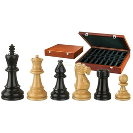 Philos 2271 - Schachfiguren Nero, schwarz natur, Königshöhe 95 mm, in Holzbox