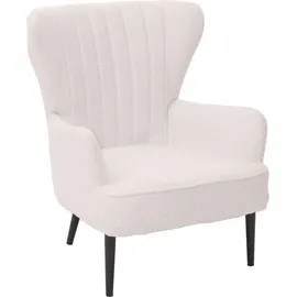 Mendler Lounge-Sessel HWC-K37 Bouclé 75 x 80 x 78 cm Weiß mit Kissen