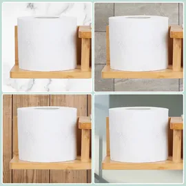 Relaxdays Toilettenpapierhalter mit Ablagen, für Handy, Ersatzrolle, Klopapierhalter Bambus, HBT: 9x31x12,5 cm, Natur