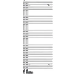 Zehnder Design-Heizkörper „Forma Asym“ für Warmwasser-Zentralheizung oder gemischten Betrieb mit 50 mm-Mittelanschluss 59,6 × 168,1 cm in Blue Grey (RAL 7031)