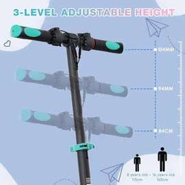 RCB Elektroroller für Kinder 12-16km Reichweite, Einstellbare Geschwindigkeit und Höhe, Faltbarer Elektroroller für Kinder, und Jugendliche - bis zu 20 Km/h, Max. 16Km, Faltbar Geschenk Kinder