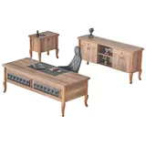 JV Möbel Schreibtisch Cheffsessel Sideboard Kommode Büroeinrichtung Braun Schwarz