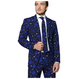 Opposuits Partyanzug Star Wars Starry Side Kostüm Anzug - für Karneval, Die dunkle Seite von Weihnachten - Herrenazug mit Star Wars-Motiven blau 56