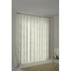 Vorhang ADAM "Scribble", weiß (naturweiß, schwarz), B:145cm H:175cm, Jacquard, Baumwolle (Bio-Baumwolle), Leinen, Gardinen, nachhaltig aus Bio-Baumwolle