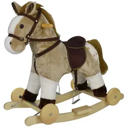 Chipolino Schaukelpferd Sound, mit Räder, sattelförmiger Sitz, Holzgriffe Plüsch braun