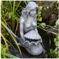 Heissner Wasserspeier Teichfigur 'Meerjungfrau mit Muschel', 30x20x46cm grau