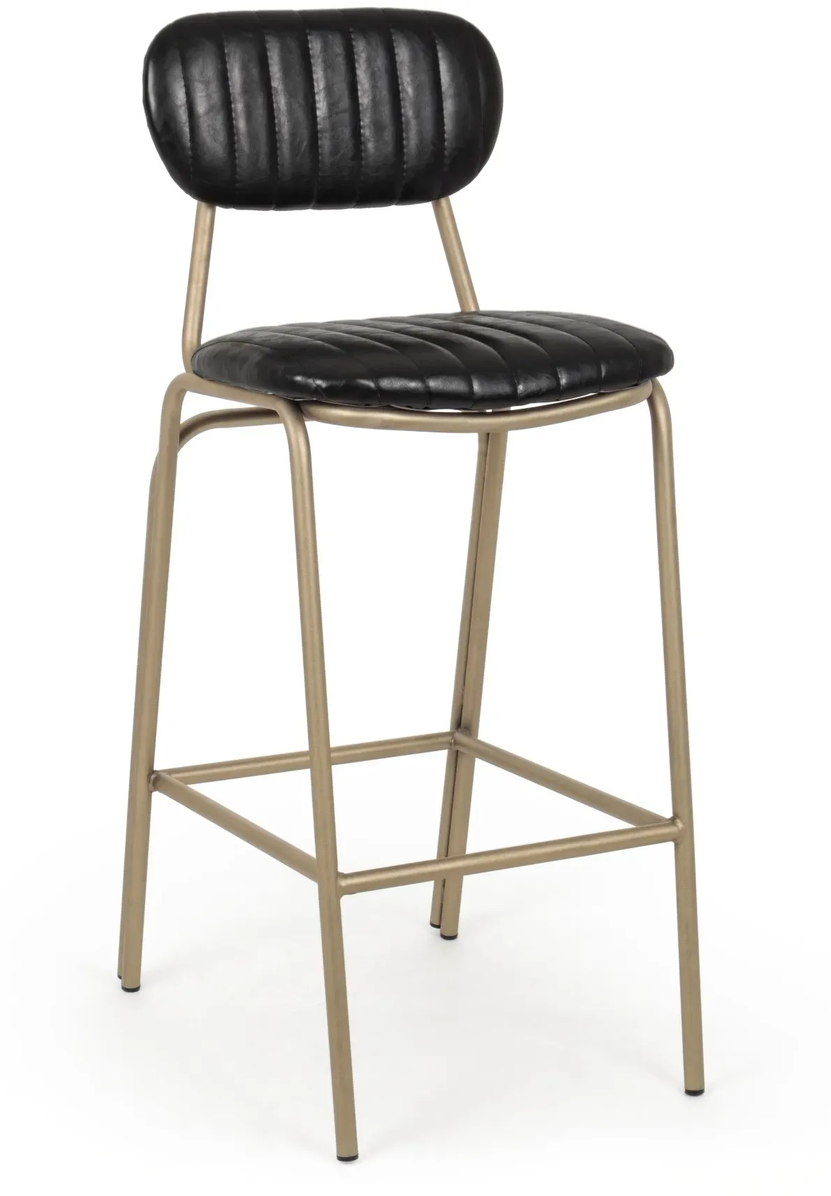 Barhocker Addy aus Kunstleder, Retro Chic Design mit Rückenlehne, schwarz, pulverbeschichtetes Metallgestell