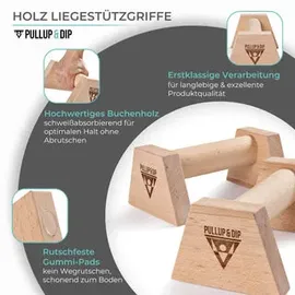 PULLUP & DIP Holz Liegestützgriffe mit ergonomischem Griff inkl. Wrist Wraps