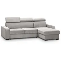 beautysofa Eckcouch Samt L-Form mit Schlaffunktion 2-Sitzer Beige