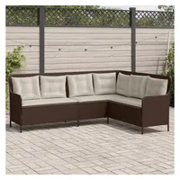 vidaXL Gartensofa in L-Form mit Kissen Braun Poly Rattan