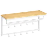 HOOBRO Wandgarderobe mit Ablage 80 x 30 x 42 cm Weiß/Natürliche Holzfarbe