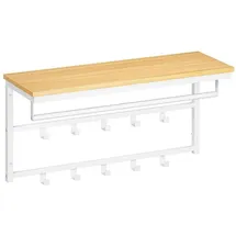 HOOBRO Wandgarderobe mit Ablage 80 x 30 x 42 cm Weiß/Natürliche Holzfarbe