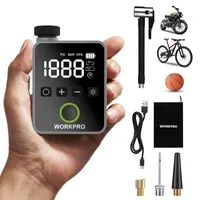 WorkPro Mini Fahrradpumpe, Kabellose Elektrische Luftpumpe 140 PSI, Tragbare Akku Kompressor mit LED-Display und Licht, für Fahrrad, Motorrad und Ball