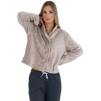 Wewo fashion Damenbademantel 6603, Kurzform, Wellsoft-Microfaser, Stehkragen, Knöpfe, unübertroffen kuschelig braun 40 | 61 cm