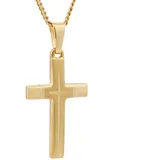 HOPLO Kreuzanhänger Kreuz Anhänger mit 1,1 mm Panzerkette 60 cm massiv 333 - 8 Karat Gold, Made in Germany 60 cm Unisex