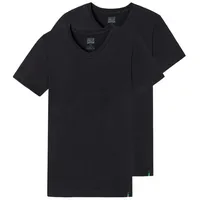 SCHIESSER Unterhemd 2er Pack Long Life Cotton (Spar-Set, 2-St) Unterhemd / Shirt Kurzarm - Baumwolle schwarz 8