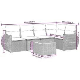 vidaXL Gartensofa-Set 6-tlg. schwarz