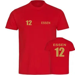 multifanshop Kinder T-Shirt - Essen - Trikot Nummer 12 gold - Druck gold metallic - Kind