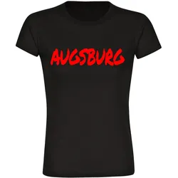 multifanshop Damen T-Shirt - Augsburg - Textmarker - Druck rot - Frauen