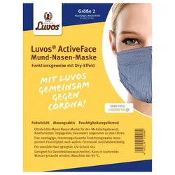 LUVOS ActiveFace Mund-Nase-Maske Gr.2 weiß-bl. 1 St