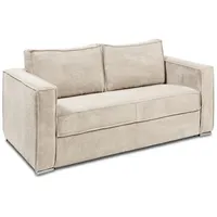 Schlafsofa mit Matratze 4-Sitzer - Cord - Beige - Liegefläche 160 cm - Matratze 18 cm - LORETO